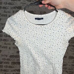 American Eagle | women cropped floral ribbed top